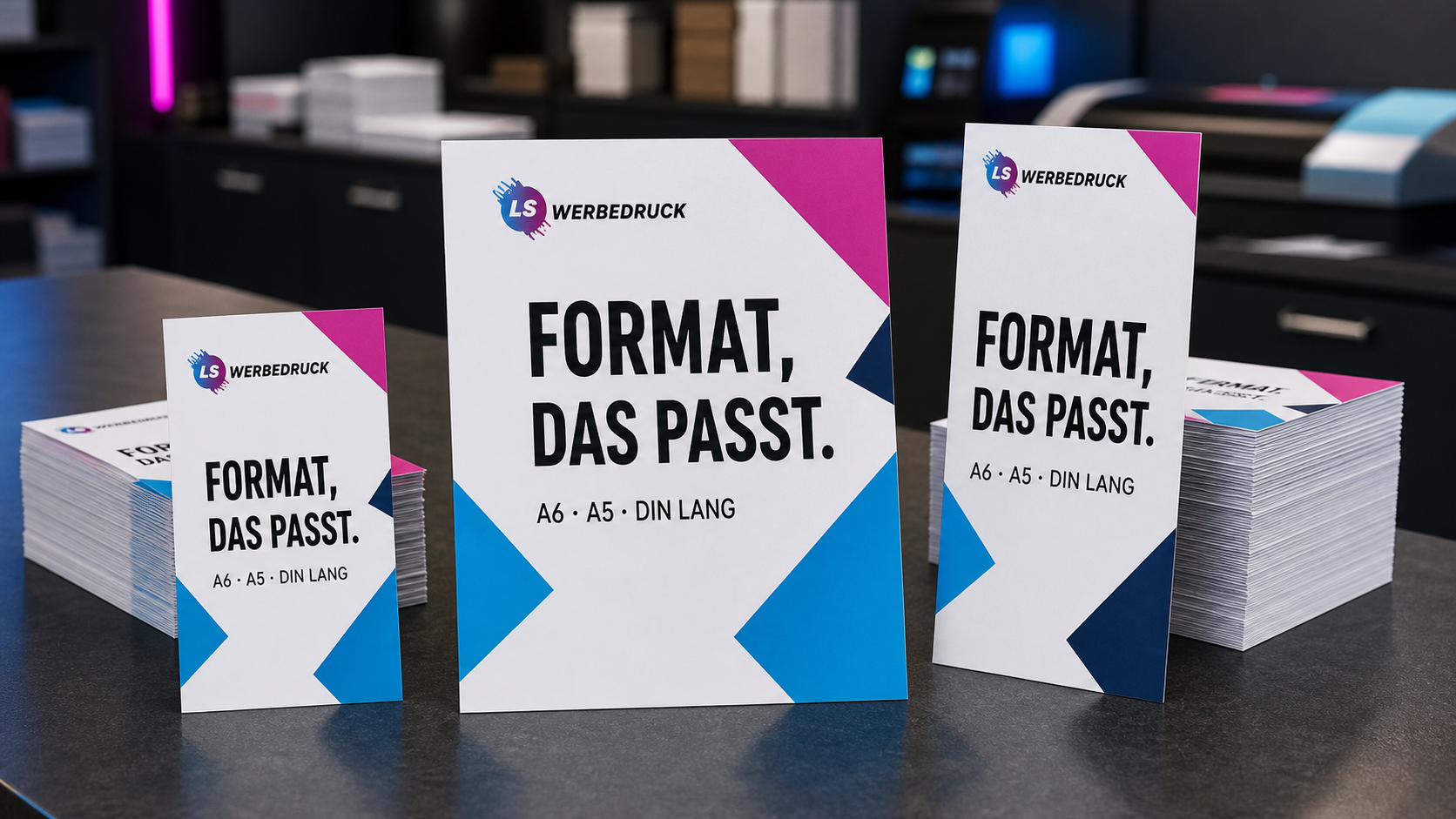 LS Werbedruck Flyer in A6, A5 und DIN lang
